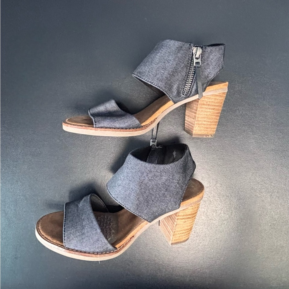NWOT TOMS Majorca Cutout Sandals Black Denim Women's Size 5.5 - Picture 10 of 13